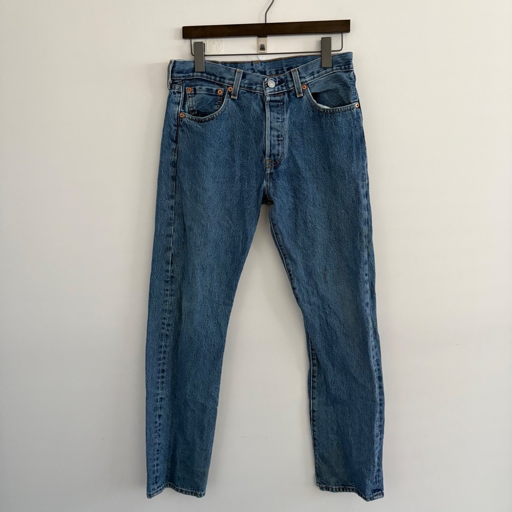 Levis 501 Original Fit Blue Denim Jeans 30x30 Mens Straight Leg